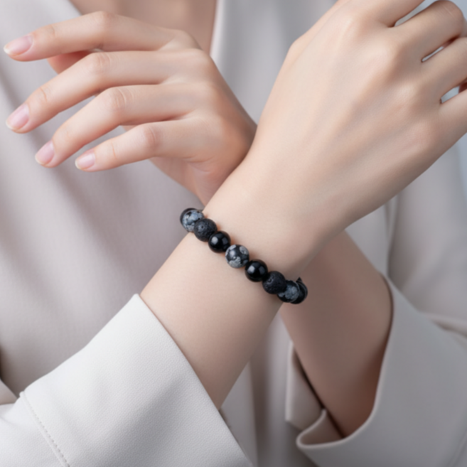 남녀공용 프리미엄 빈티지 감성 행운 악세사리 화산석 브레이슬릿 2P세트