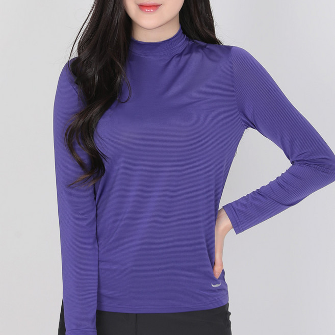 <BFL> 여성 반목 긴팔 티셔츠 / 실키한 스트라이프 스판 스포츠 골프 이너 긴팔티