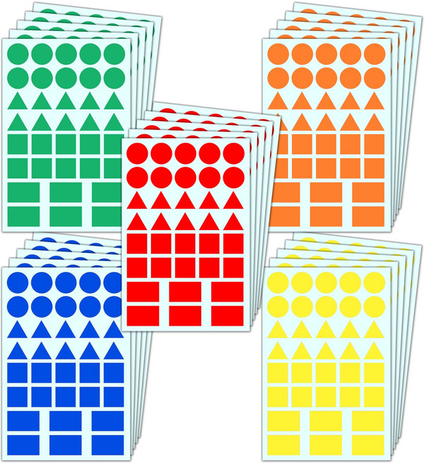 900개입 4종 도형 5컬러 라벨스티커 25장 세트, 1개, 혼합(S5170) 900PCS