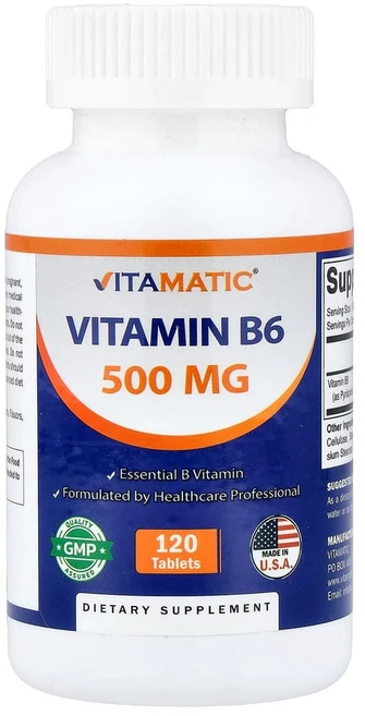 비타매틱 비타민 B6 500mg 타블렛, 1개, 120정 - 쿠팡