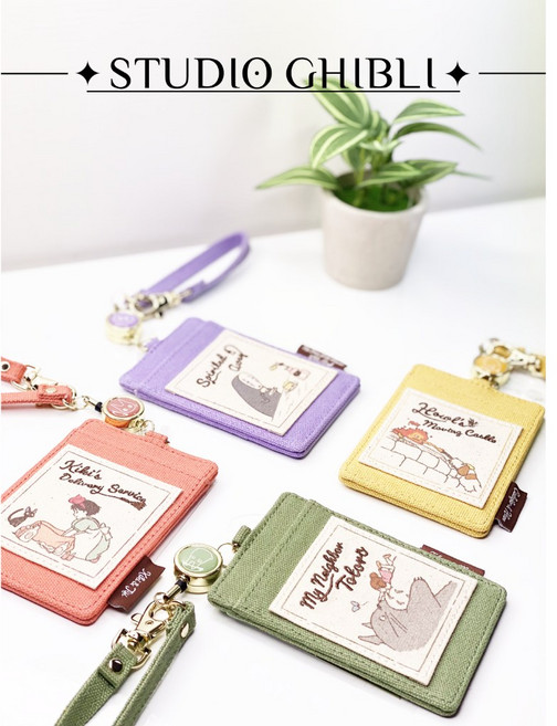 宮崎駿吉卜力 夏季帆布刺繡伸縮證件套 (共4款) 抹茶綠 (龍貓款)