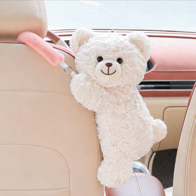 이모스트 이상한친구들 차량용 티슈걸이 케이스, 화이트곰, 1개