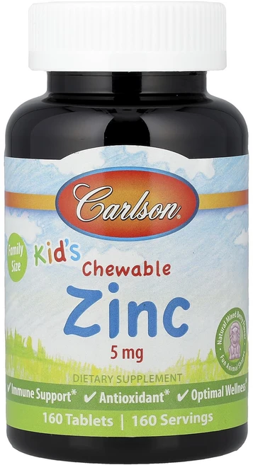 칼슨 키즈 츄어블 아연 천연 혼합 베리 5mg 160정, 5개 - 쿠팡