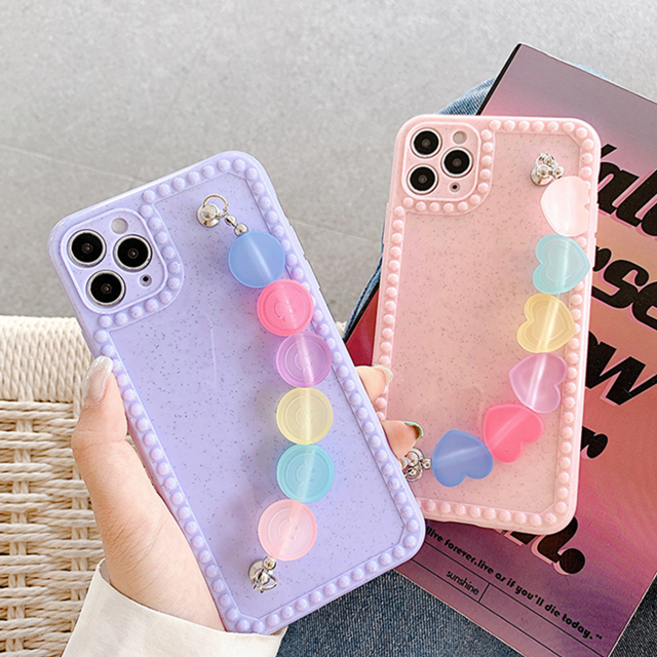 믹스더마켓 아이폰 아이폰12 아이폰12프로 파스텔 반투명 레인보우 하트 캔디 스트랩 케이스 아이폰11 아이폰XS MAX XR 아이폰8 7 SE2