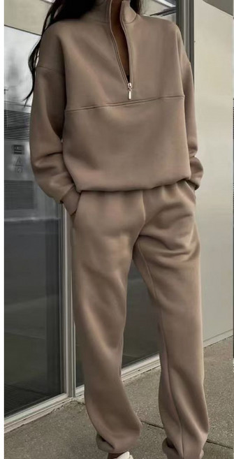 COSYEVNO 여성 투피스 세트 겨울 패션 스포티 심플 캐주얼 루즈핏 지퍼포인트 상의+바지 BCXwytz-4