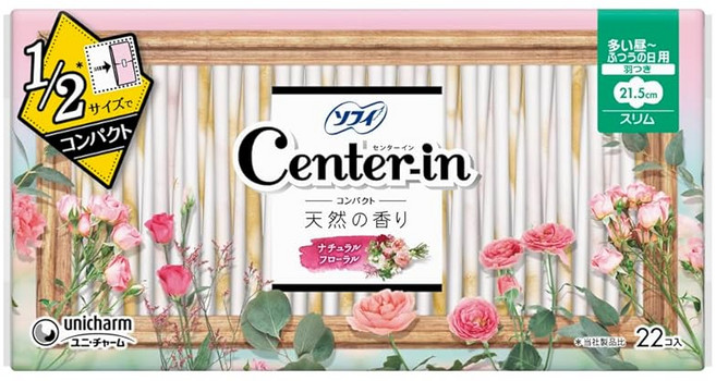 센터 인 컴팩트 1/2 스위트 많은 낮용 날개 달린21.5cm 22장 생리대 슬림, 1개