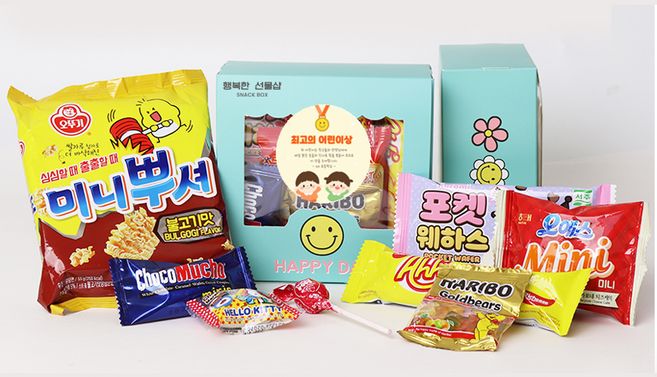 어린이날 단체 종합과자 선물세트 간식 꾸러미 답례품 구디백 민트 과자박스, 1세트, A세트