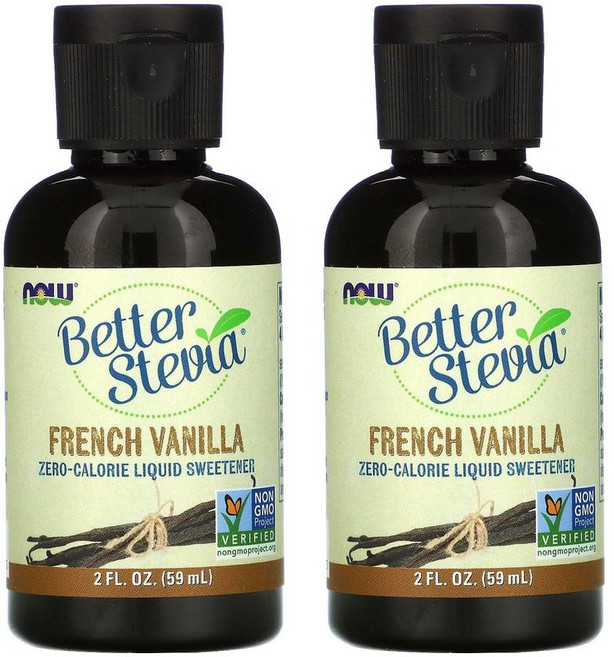 [1+1] Now Foods 나우푸드 스테비아 제로 칼로리 액체 감미료 59ml 프렌치 바닐라 Better Stevia 2개