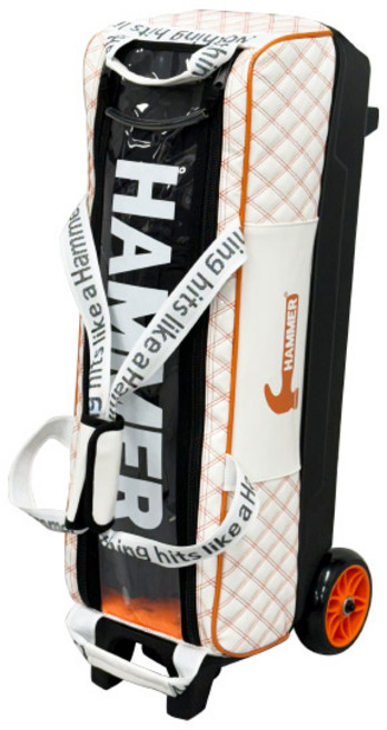 해피볼 - 2025년형 햄머 3볼 토트 화이트/오렌지 볼링가방 (가죽볼타올 만능크리너 탈취제), 1개