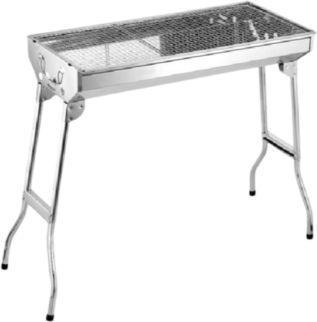 QIANSHANG 燒烤架 76cm 附烤網 摺疊便攜, 不鏽鋼銀, 1個