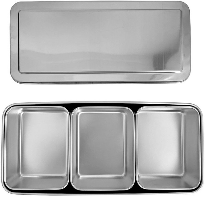 뚜겅있는 스텐레스 반찬 냉장고 칸칸 분리형 밧드 5종, 칸칸 밧드-3칸 사이즈