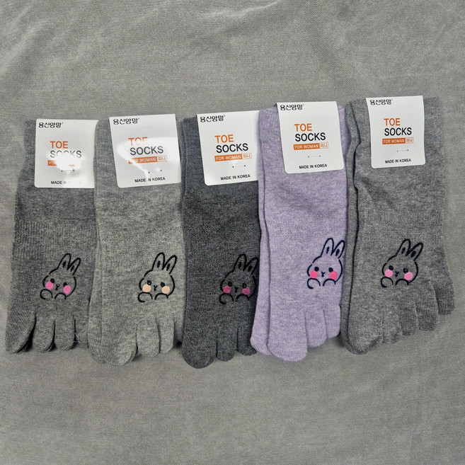 국내제작 용신양말 여자 묶음 토삭스 발가락양말 (5켤레세트)