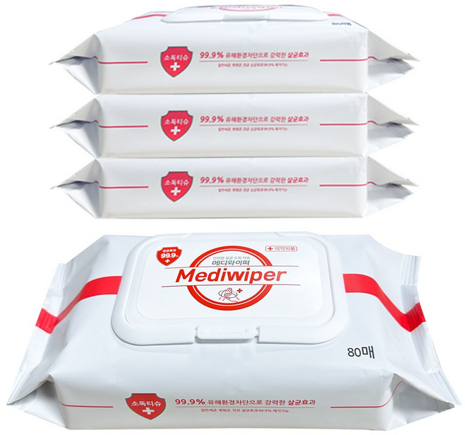 메디와이퍼 손소독 티슈 캡형, 80매, 3개