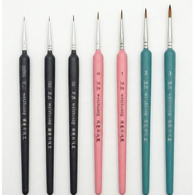 유화 세필붓 미술 붓 아크릴 민화, 1개, 검정 0호