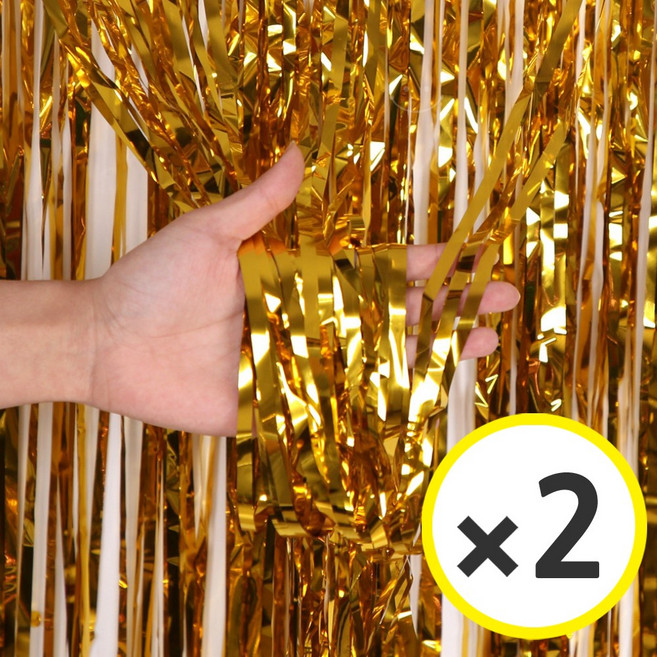 생일파티 용품 파티커튼 42컬러 홀로그램/새틴 무광/파스텔/샤이니 포토존 소품 은박 수술 가랜드 커튼 [에브리띵스마일], 샤이니 골드, 2개