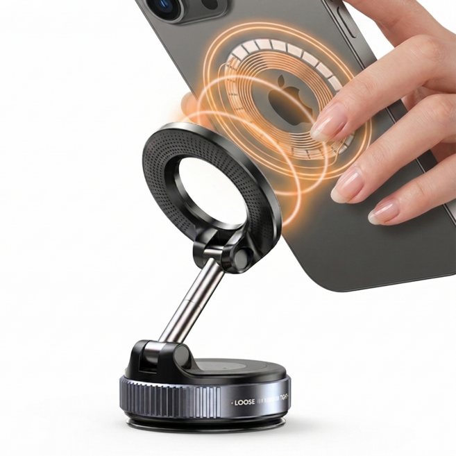 더삼오 맥세이프 차량용 흡착식 거치대 초강력 자석 진공 대시보드, 블랙, 1개