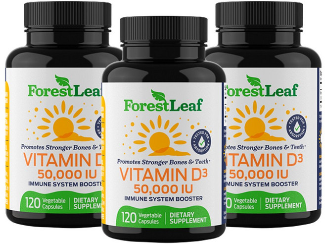 [2+1] 고함량 비타민 D 포레스트리프 ForestLeaf 면역 이뮨 시스템 부스터 50000 IU 120캡슐 3개