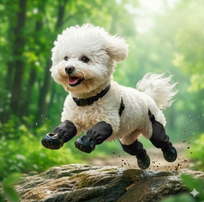 두주샵 강아지신발 방수 미끄럼방지 외출용 애견 산책 부츠 장화, 1개, 블랙