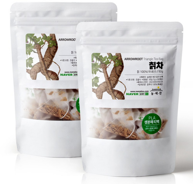 늘해찬 볶은 국산 칡차티백 갈근차 티백 삼각티백 대용량, 1g, 50개입, 2개