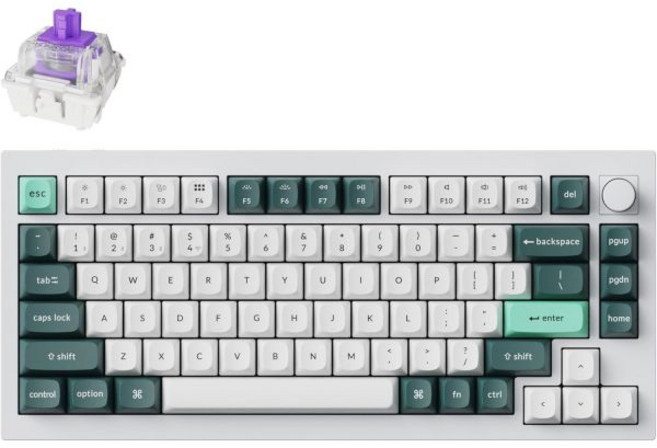 키크론 Q1 HE QMK 래피드 트리거 무선 맞춤형 기계식 키보드 2.4GHz/블루투스/와이어드 75% 핫 스왑 프로그래밍 가능 RGB 게테론 더블 레일 마그네틱 스위치 쉘, Shell white, 1개