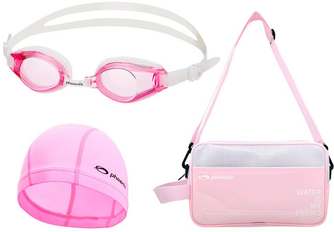 피닉스 아동 3종 생존수영 세트 S, 핑크