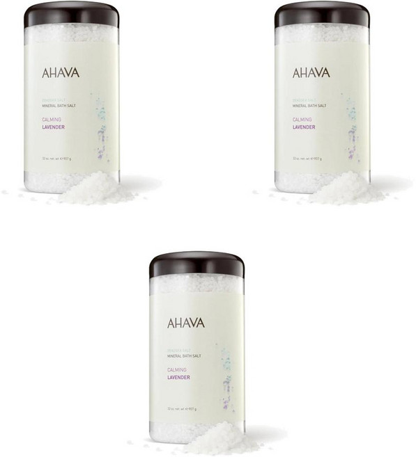 AHAVA Dead Sea Mineral Bath Salt Calming Lavender 아하바 데드 씨 미네랄 배쓰 솔트 카밍 라벤더, 3개, 907g