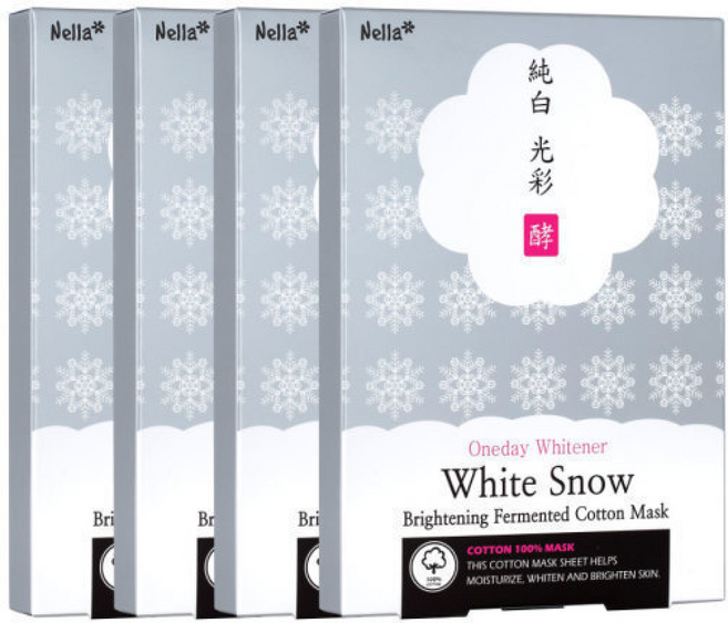 넬라 하얀눈 광채 발효 미백 순면 마스크 팩 세트 /화이트닝 수분 탄력, 1개, 1개입