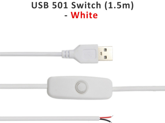 DC 5V USB LED 인라인 터치 디밍 스위치 1.5M 304 501 ON Off LED 스트립 조명용 버튼 연장 케이, 05 501 Switch White