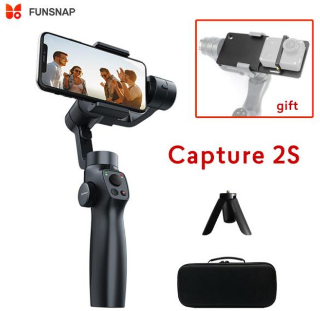 Funsnap Capture 2S Stabilizer Selfie Stick for iPhone 안드로이드 스마트 폰 Vlog 라이브 트래블 비디오 용 3 축 핸드 헬드 짐벌, 02 Capture 2S only, 1개