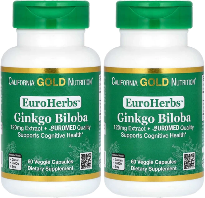 캘리포니아 골드 뉴트리션 CGN 은행잎 추출물 징코빌로바 120mg 60캡슐 2통, 60정 - 쿠팡
