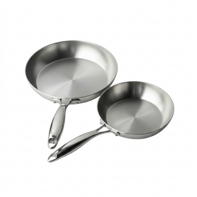 [NEW] 1+1 통3중 인덕션 올스텐 304 프라이팬 2종 세트, 1개, 20cm+24cm, SILVER