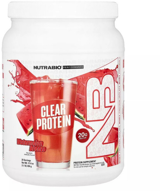 Nutrabio 透明乳清蛋白 西瓜微風口味, 494g, 1個