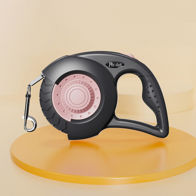 리치모리 자동 잠금 반려견 리드줄, 1개, 블랙핑크