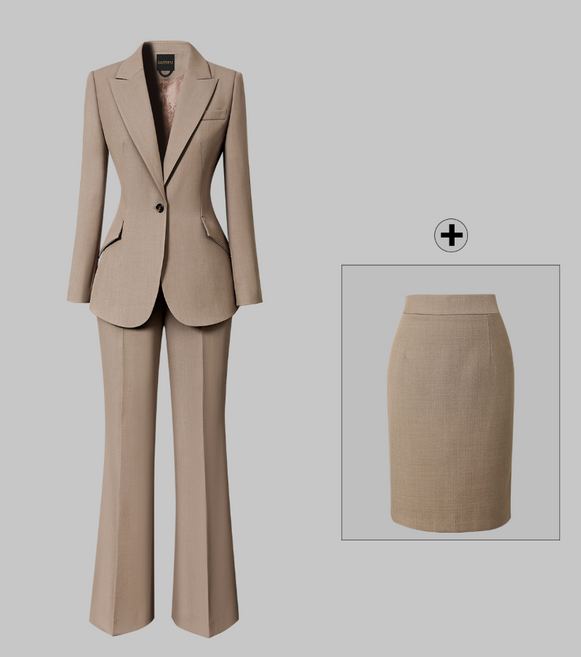 그루밍 (grooming) 여성 고급 슬림 직장인 전문 정장 투피스 세트