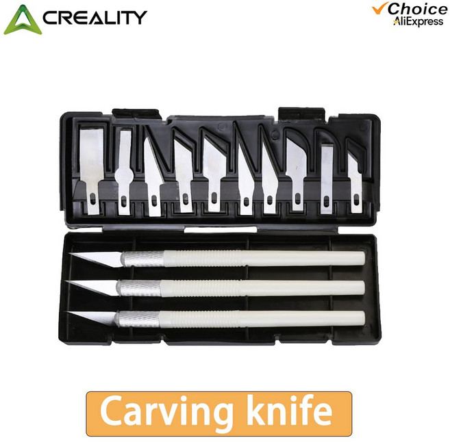 3D프린터노즐 핫엔드 필라멘트 호환부품 Creality FDM/SLA 3D 프린터 유지보수 툴 키트 – 노즐 클리너 스크래퍼 핀셋 줄 조각 도구 포함, 옵션06) Carving knife