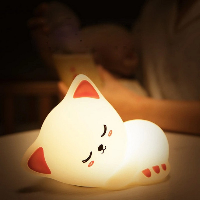 KBKXOZ 충전식 LED 무드 라이트 타이머 수면 라이트 센서 라이트 타이머 나이트 라이트 앰비언트 라이트 무드 라이트 생일 선물, 졸고 있는 고양이