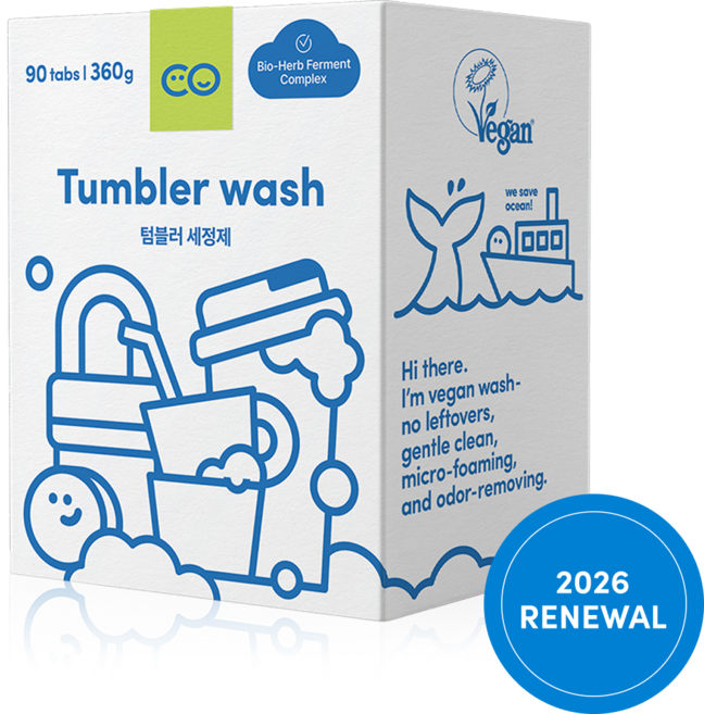 위코워크 비건 타블렛 텀블러 세정제 주방식기 세척제 90개입, 1박스, 360g