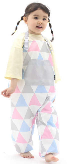 플리에 멜빵형 미술가운/모래놀이바지/갯벌체험옷, 핑크삼각