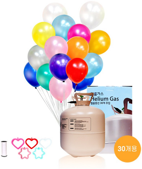 별이네파티 헬륨가스 30개용+25cm펄랜덤혼합(30입)+컬링리본(1개)+무게추(1개) 세트, 1개