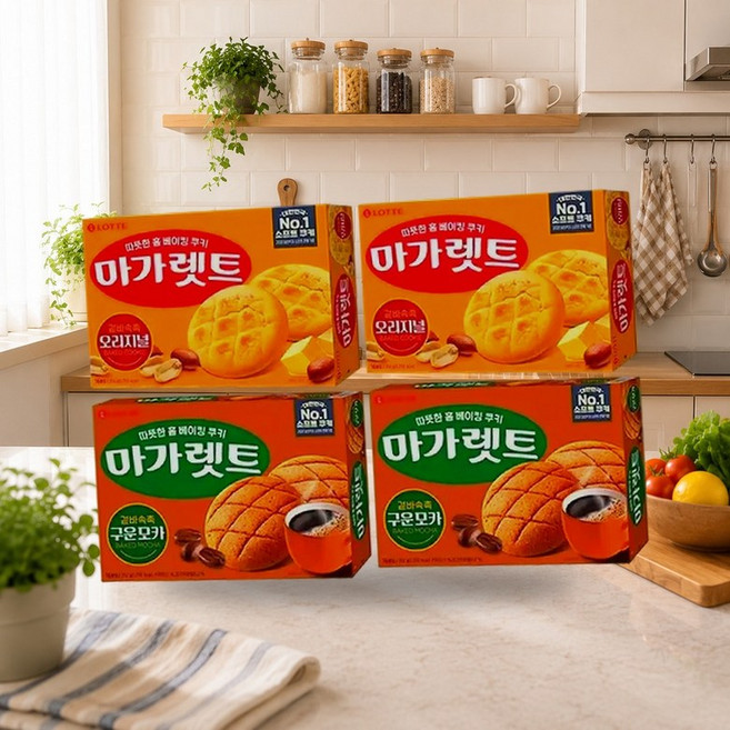 롯데웰푸드 마가렛트 오리지널 대 352g 2개+마가렛트 구운모카 대 352g 2개, 1세트