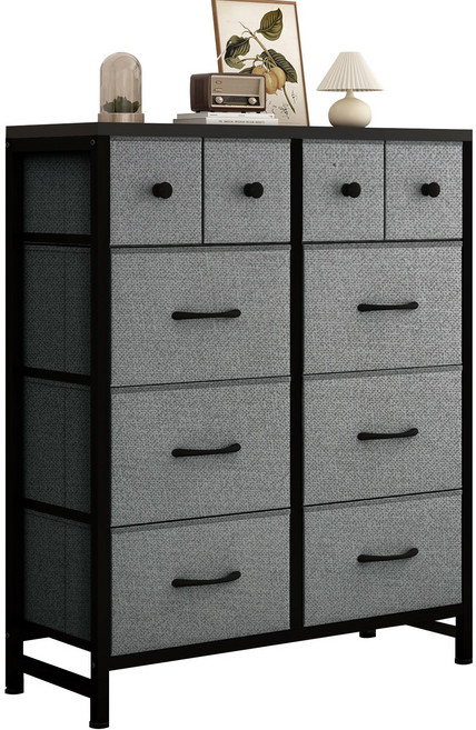 소웰홈 패브릭 4단10문 옷 수납장, 10단, 회색