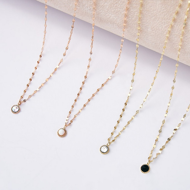 14k 원석 오팔 오닉스 심플 레이어드 금 체인 목걸이 줄