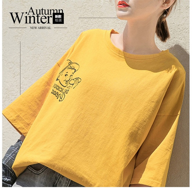 韓版寬鬆中長款短袖T恤 女生 顯瘦休閒上衣