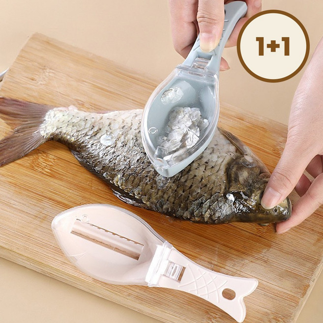 워커앤트 1+1 튀지 않는 생선 비늘 제거기, 1세트, 화이트