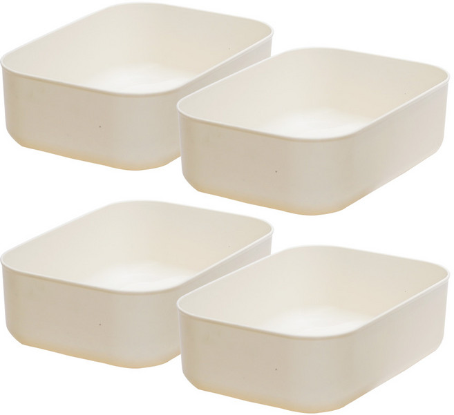 보노하우스 팬트리 수납박스 XS 2+2 라운드 정리함 수납 바스켓, 크림, 4개