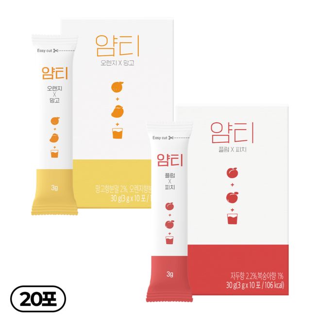 얌티 2종 플럼 피치 x 오렌지 망고, 2박스, 10개입, 3g