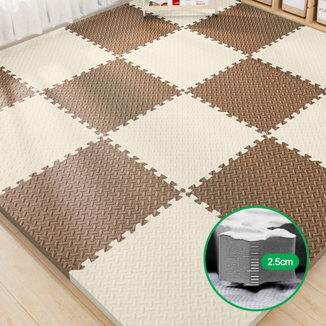 레디보드 층간소음 미끄럼방지 두꺼운 퍼즐매트 EVA 30 x 30cm 16개입, 1세트, 아이보리+브라운