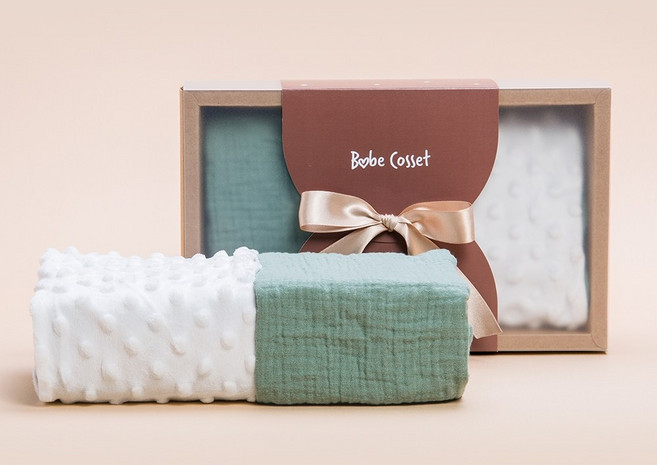 Babe Cosset 豆豆棉紗安撫毯 彌月禮盒 75x100cm 包巾 萬用巾