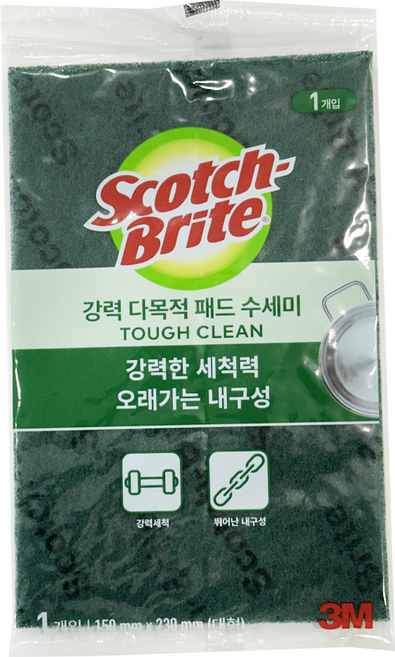 3M 강력 다목적 패드 수세미 대형 (개별포장), 1개, 1개