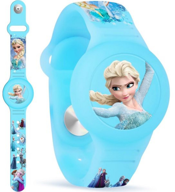 어린이 방수 에어태그 팔찌 유니콘 실리콘 홀더 은닉 디자인 가벼운 무게 애플 손목밴드 호환 어린이용 흰색, Princess-Blue